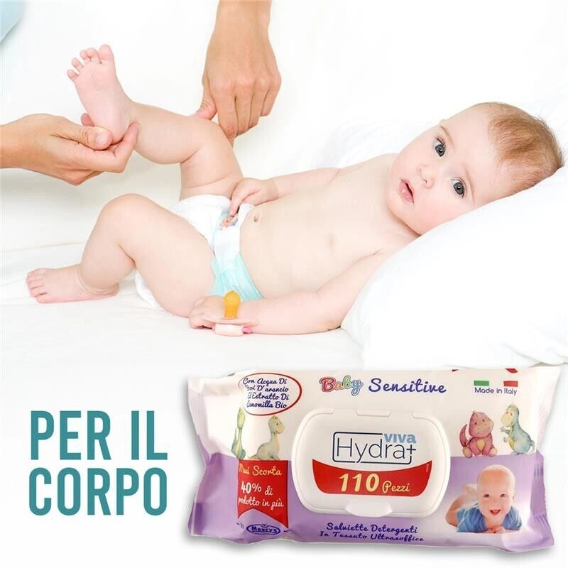 HYDRA VIVA+ 12 CONFEZIONI SALVIETTE DETERGENTI BABY SENSITIVE 1320 PZ