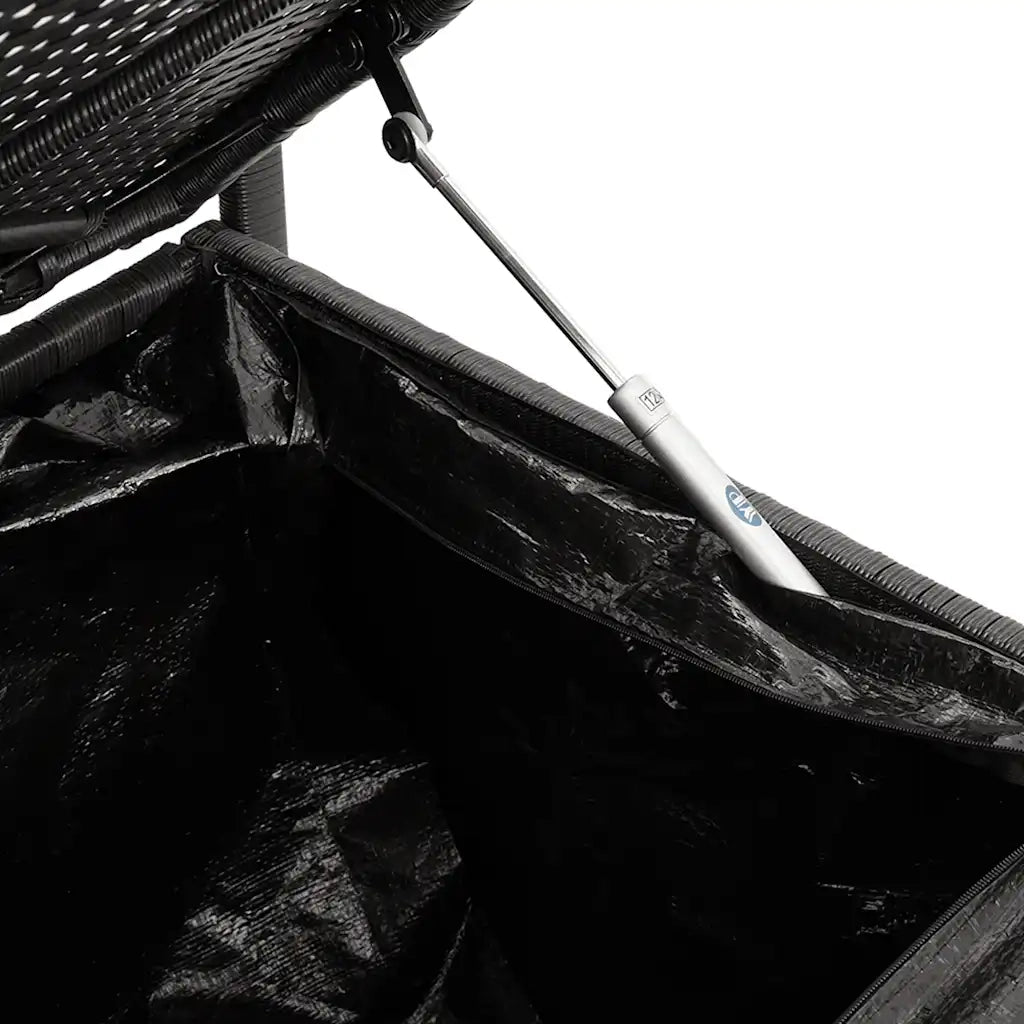 Panca Portaoggetti da Giardino con Cuscino in Polyrattan Nero 4103836