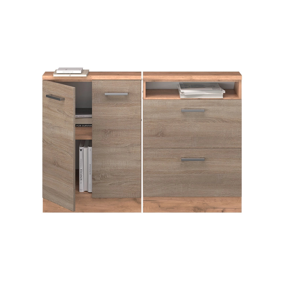 Set di mobili sottotetto Rion Sonoma/Rovere dorato Set di 2 Vicco