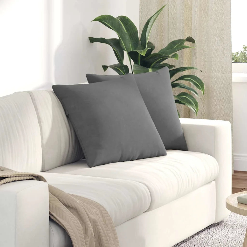 Cuscini da Divano 2 pz | Cuscini per sedie Grigio scuro 50 x 50 cm Tessuto