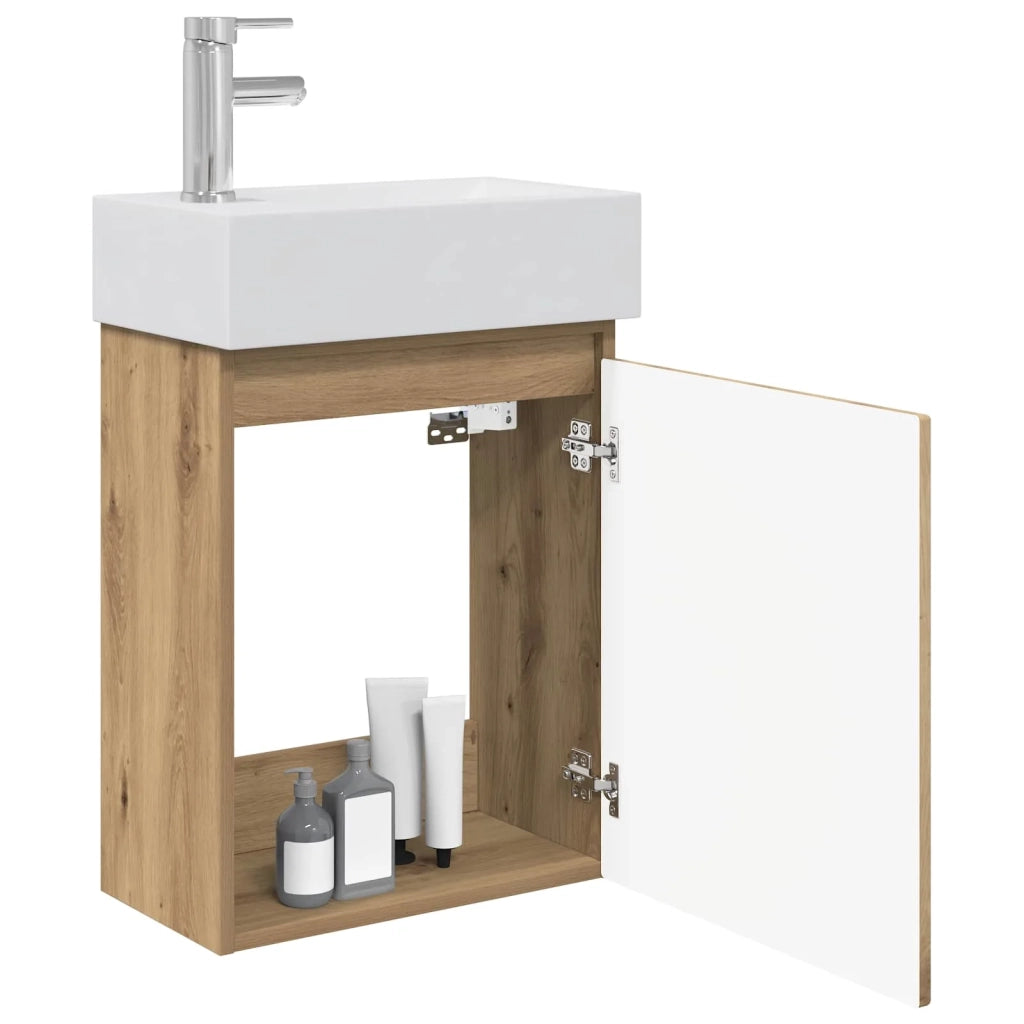 Mobile bagno con rubinetto Rovere Artigianale