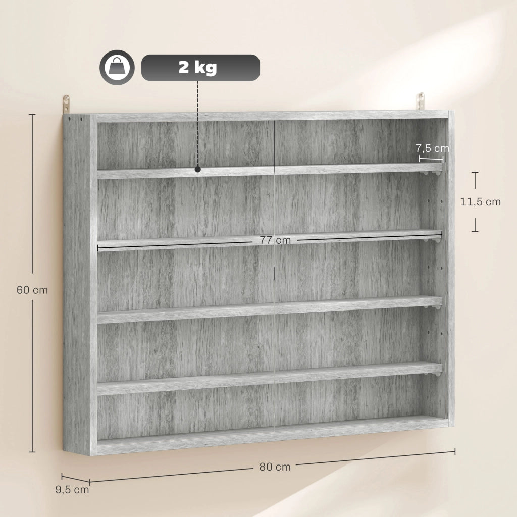 Libreria a muro con ante ¨C zephmum ¨C grigio 80x60x9.5 cm