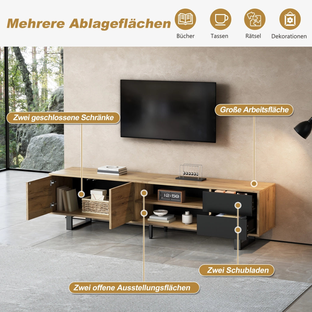 TV-Schrank Black+Natural 180 cm in Spanplatte