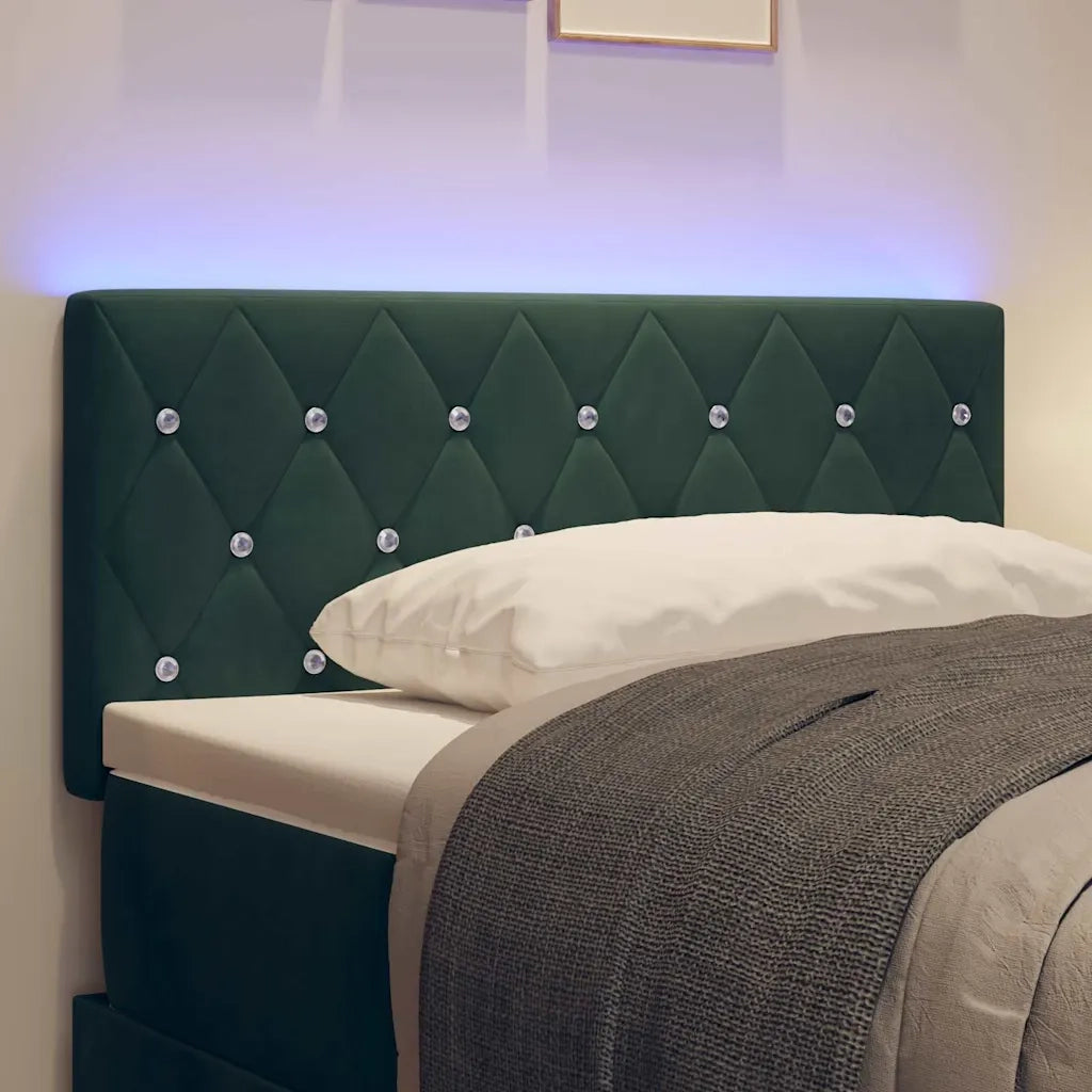 Testiera | Testata LED con strisce LED Verde Scuro 90 cm Velluto