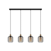 Lampadario Moderno Chisle 4 Luci Acciaio Nero