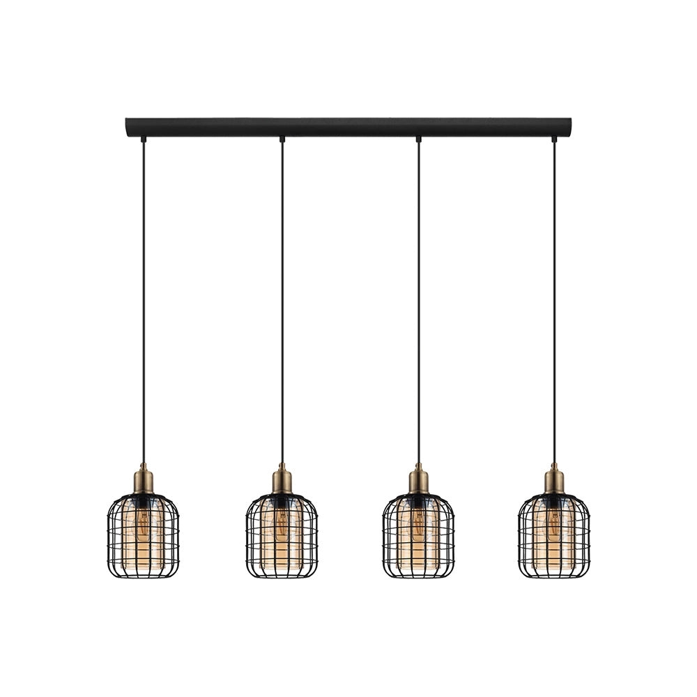 Lampadario Moderno Chisle 4 Luci Acciaio Nero