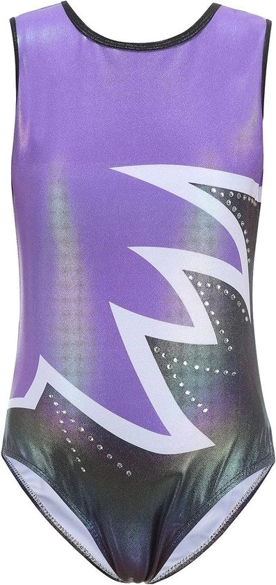 Abito da ballo per bambine in tessuto senza maniche a colori scuro, taglia 120-130 cm per bambine di 6-8 anni