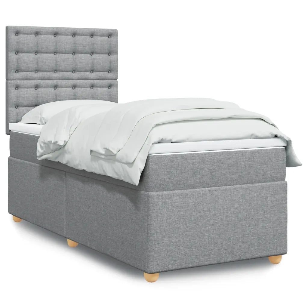 Giroletto a Molle con Materasso Grigio Chiaro 90x190 cm Tessuto