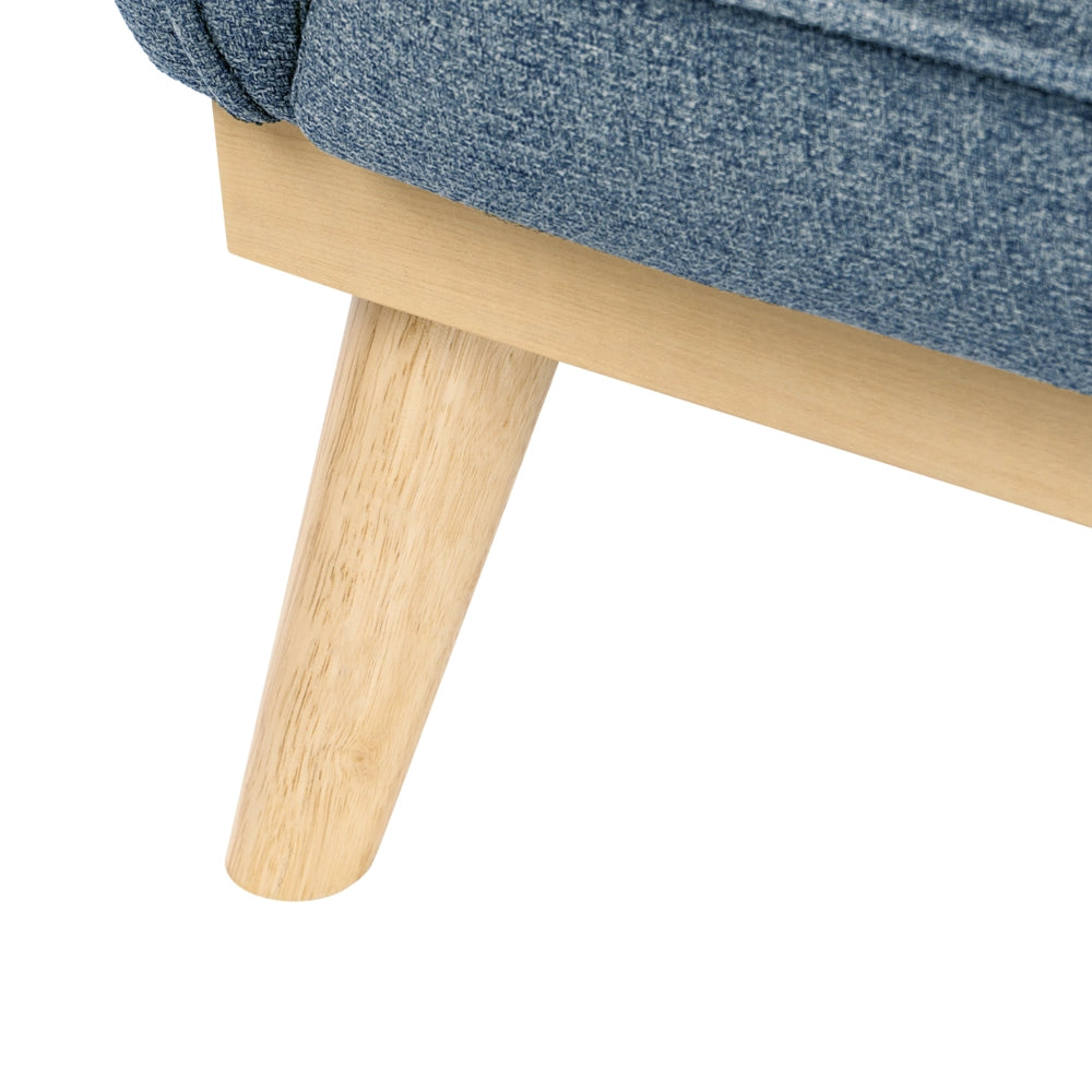 Divano a 2 posti in tessuto blu con gambe affusolate in legno, divanetto per due persone