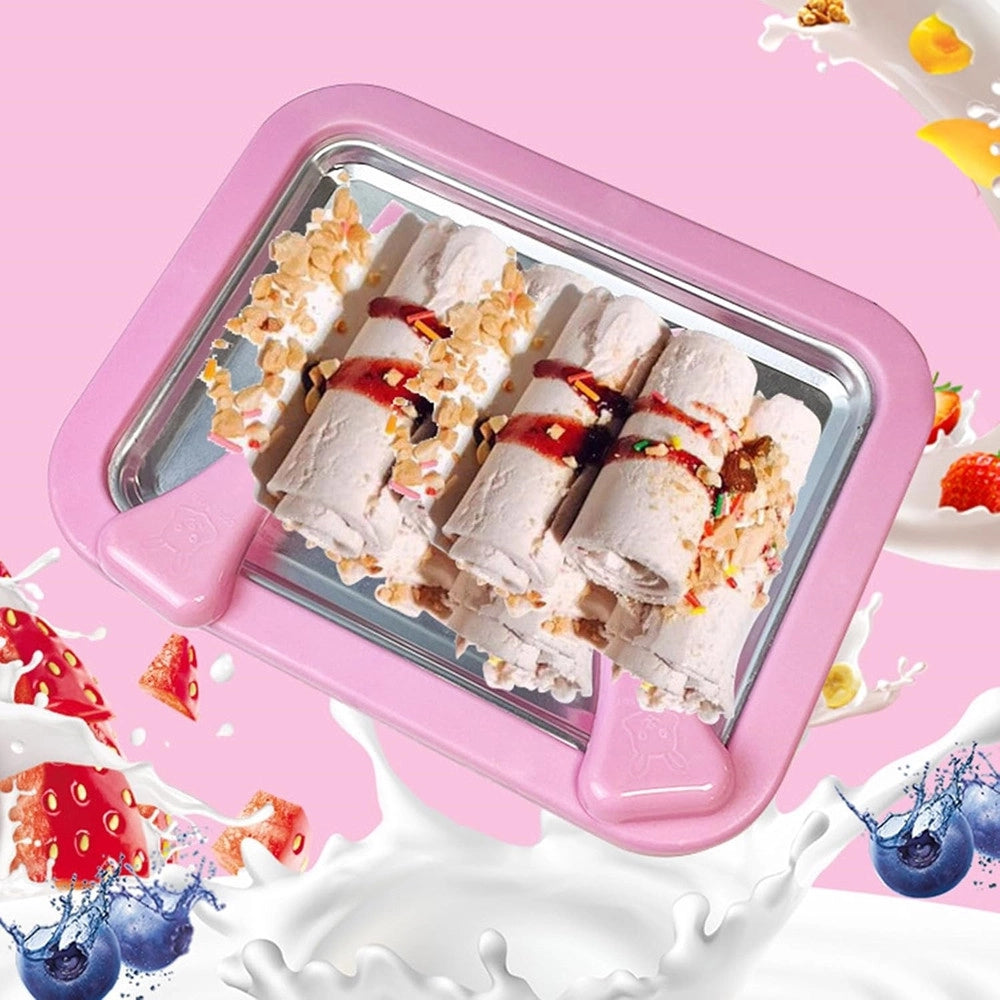 Trade Shop - Vassoio Piastra Gelatiera In Acciaio Per Preparare Gelato Sorbetto Yogurt Con Spatole -