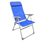 SEDIA RELAX ALTA 8 POSIZIONI IN ALLUMINIO H111X107X57CM CON BRACCIOLI E SEDUTA IN TESSUTO BLU