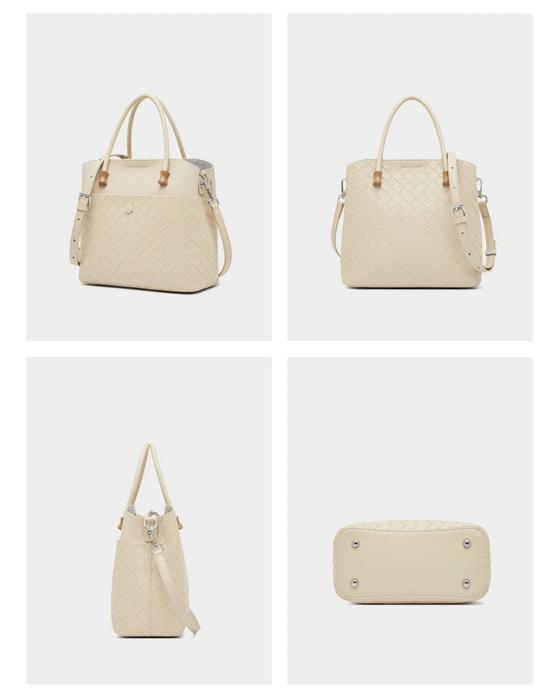 Borsa a mano in pelle resistente al tempo, borsa in pelle da donna - Borsa con manico superiore - Borsa tote bianca