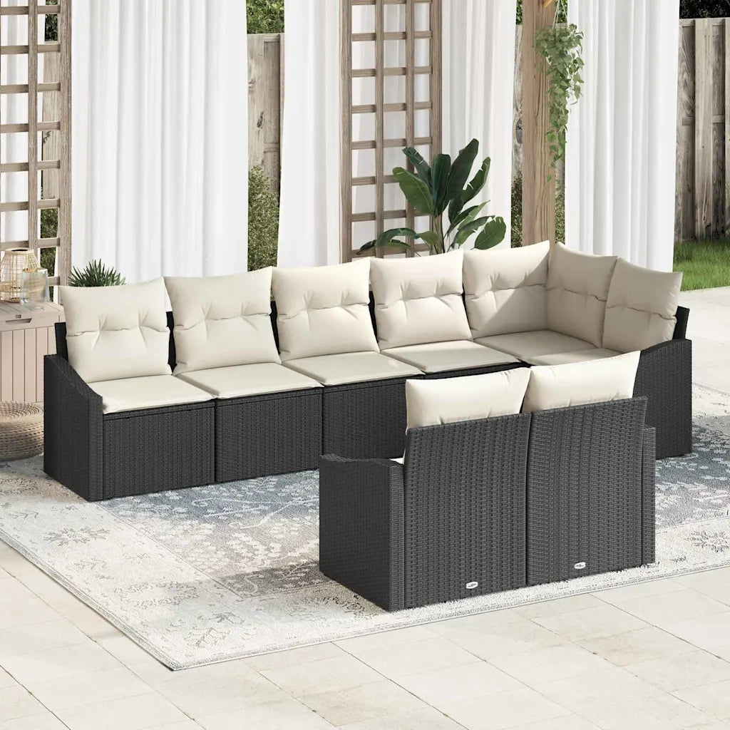 Set di divani con cuscino 8 pcs Nero polyrattan 3346767