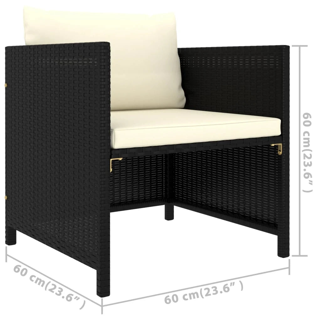 Set di mobili da giardino mobili da esterno 5 pezzi con cuscini resina intrecciata nera 02_0016489
