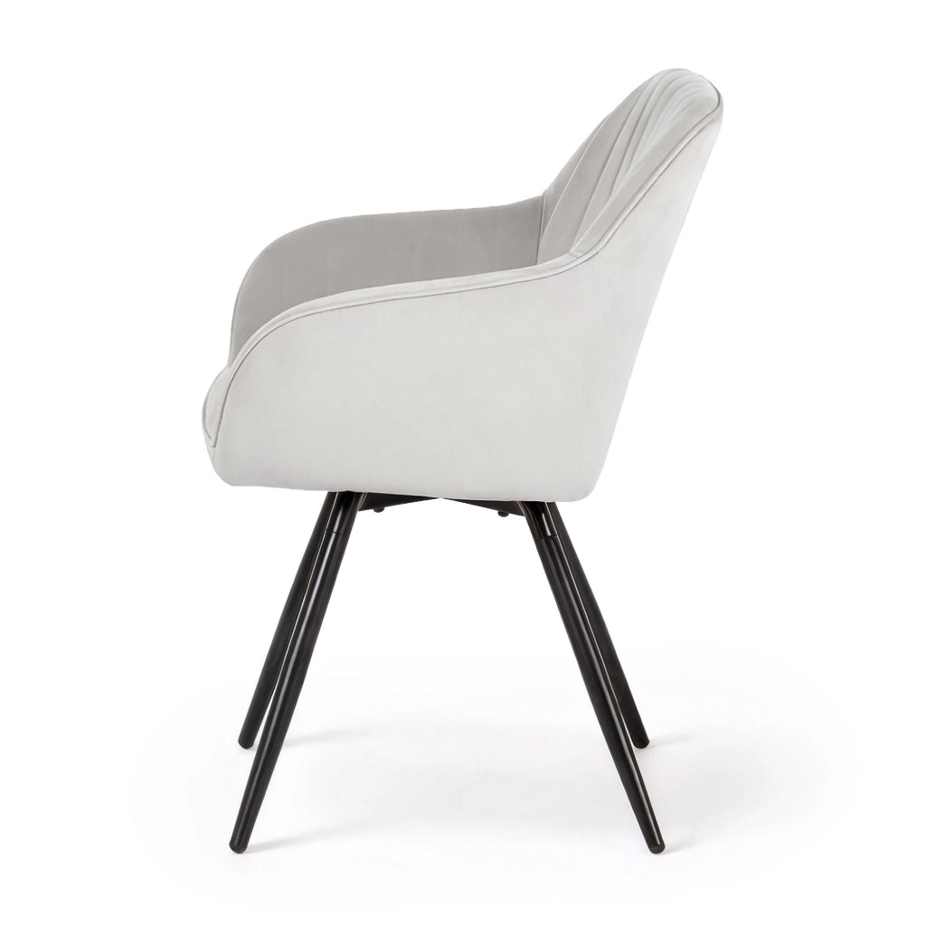 Set di 4 Sedie girevoli in velluto con cuciture TURNO Grigio gambe nere