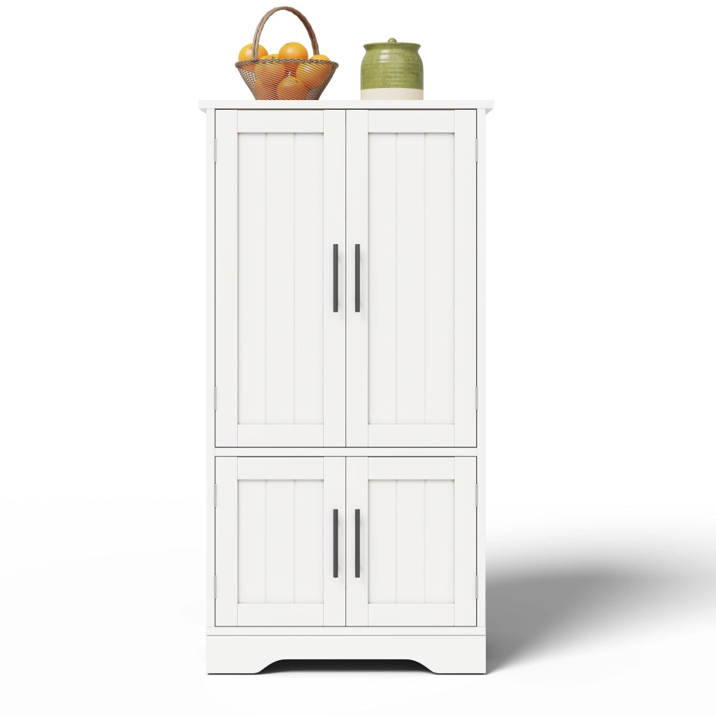 Mobile Dispensa 60x40x120 cm Bianco con LED Sensore; 4 Ante; Ripiani Regolabili e Portaoggetti
