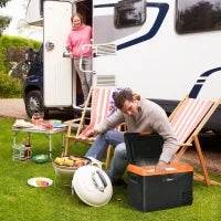 Frigorifero Elettrico Portatile 40L, Frigorifero Congelatore con Maniglie, 58,7L x 36,5l x 43,8H cm, Arancione e Nero
