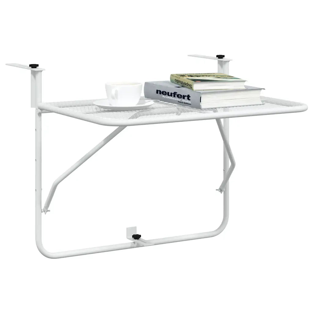 Tavolo da Balcone Bianco 60x40 cm in Acciaio 340916