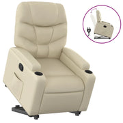 Poltrona | Sedia Relax Alzapersona Reclinabile Crema in Similpelle