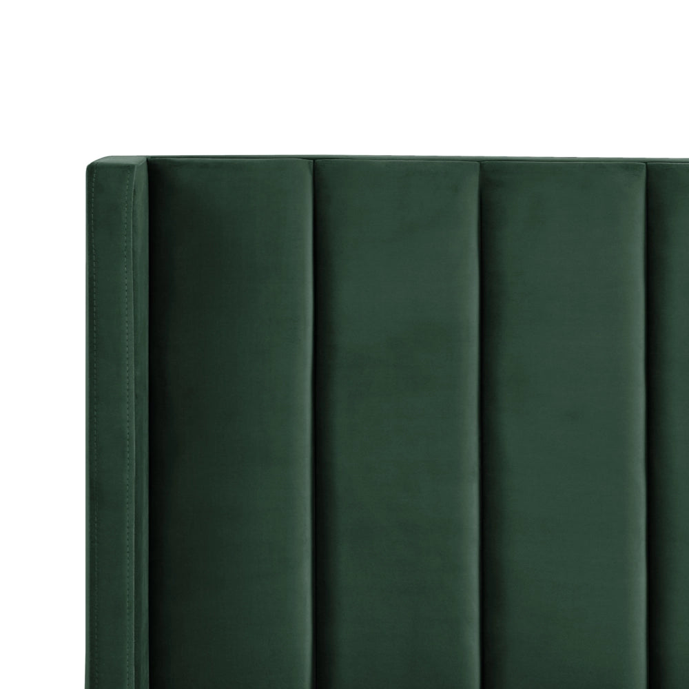 Letto matrimoniale con doghe 140 x 200 cm velluto di colore verde scuro stile glam moderno