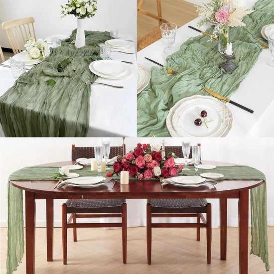 Tappeto da tavola per decorazione romantica, matrimoni e feste in verde