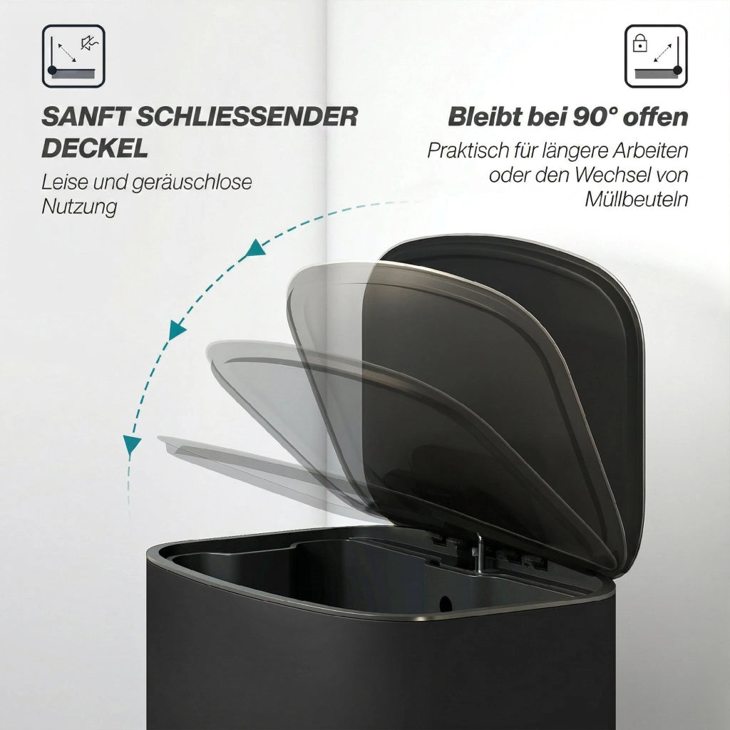 Cestino Pedale 50 Litri per Cucina con Funzione Bleib-Offen ¨C Xylo ¨C Nero
