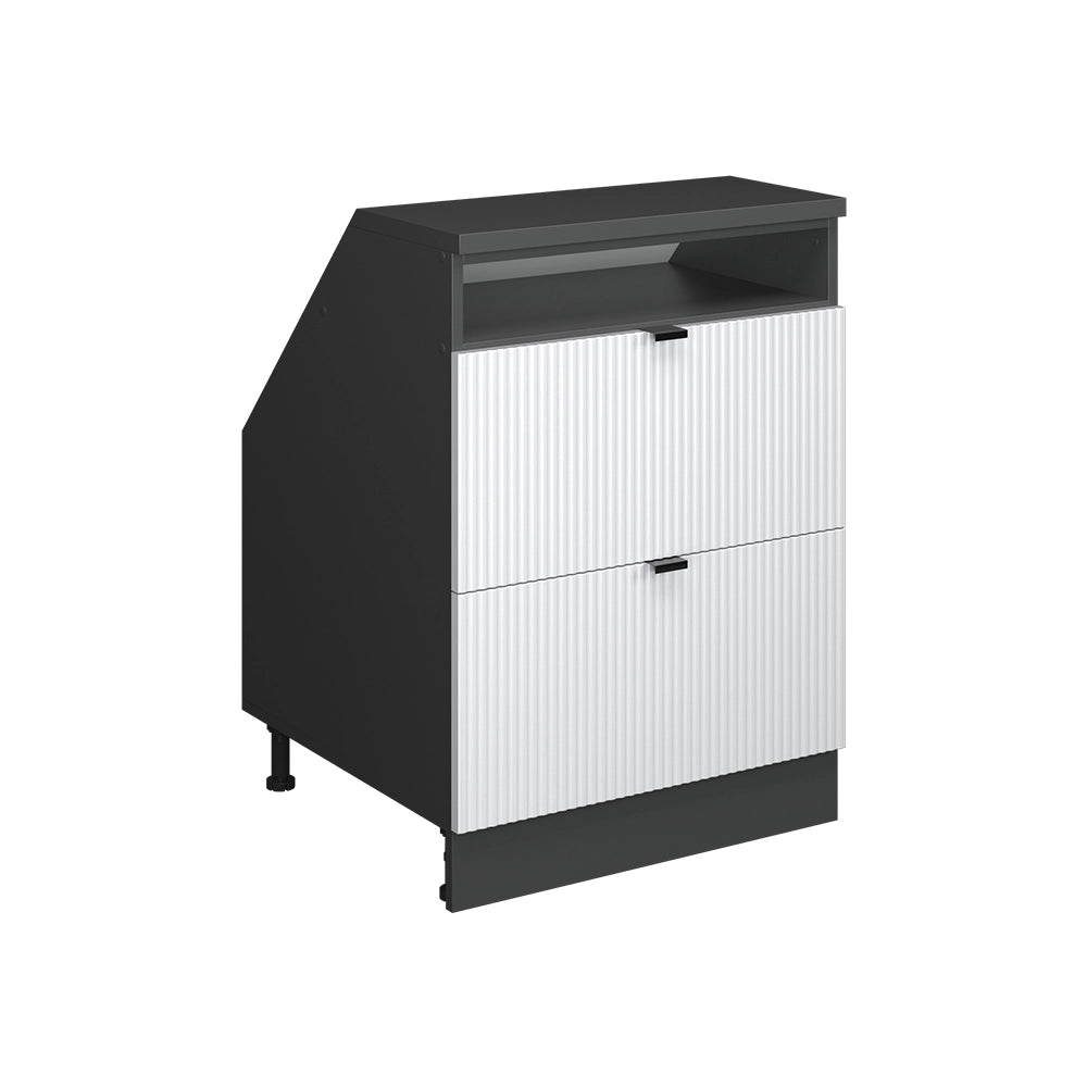 Mobile sottotetto Rion Ondulazione bianca/Antracite 60 x 83.8 cm con 2 cassetti, carcassa 60 cm profondità Vicco