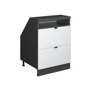 Mobile sottotetto Rion Ondulazione bianca/Antracite 60 x 83.8 cm con 2 cassetti, carcassa 60 cm profondità Vicco