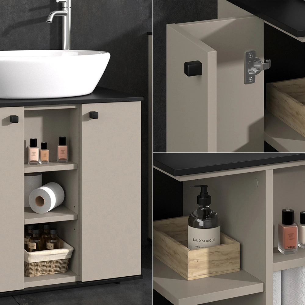 Vicco Mobile sottolavabo per bagno Grigio 60 x 59 cm con 2 porte