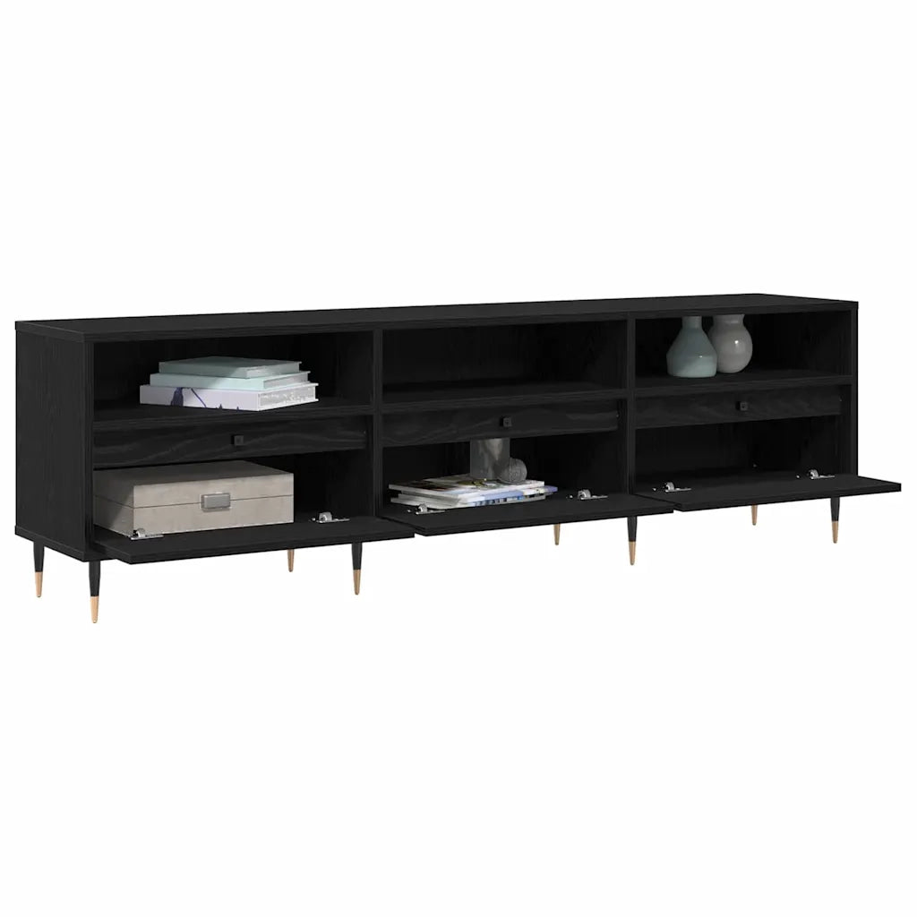 Mobile TV Rovere Nero 150 x 30 x 45 cm Legno multistrato 869075