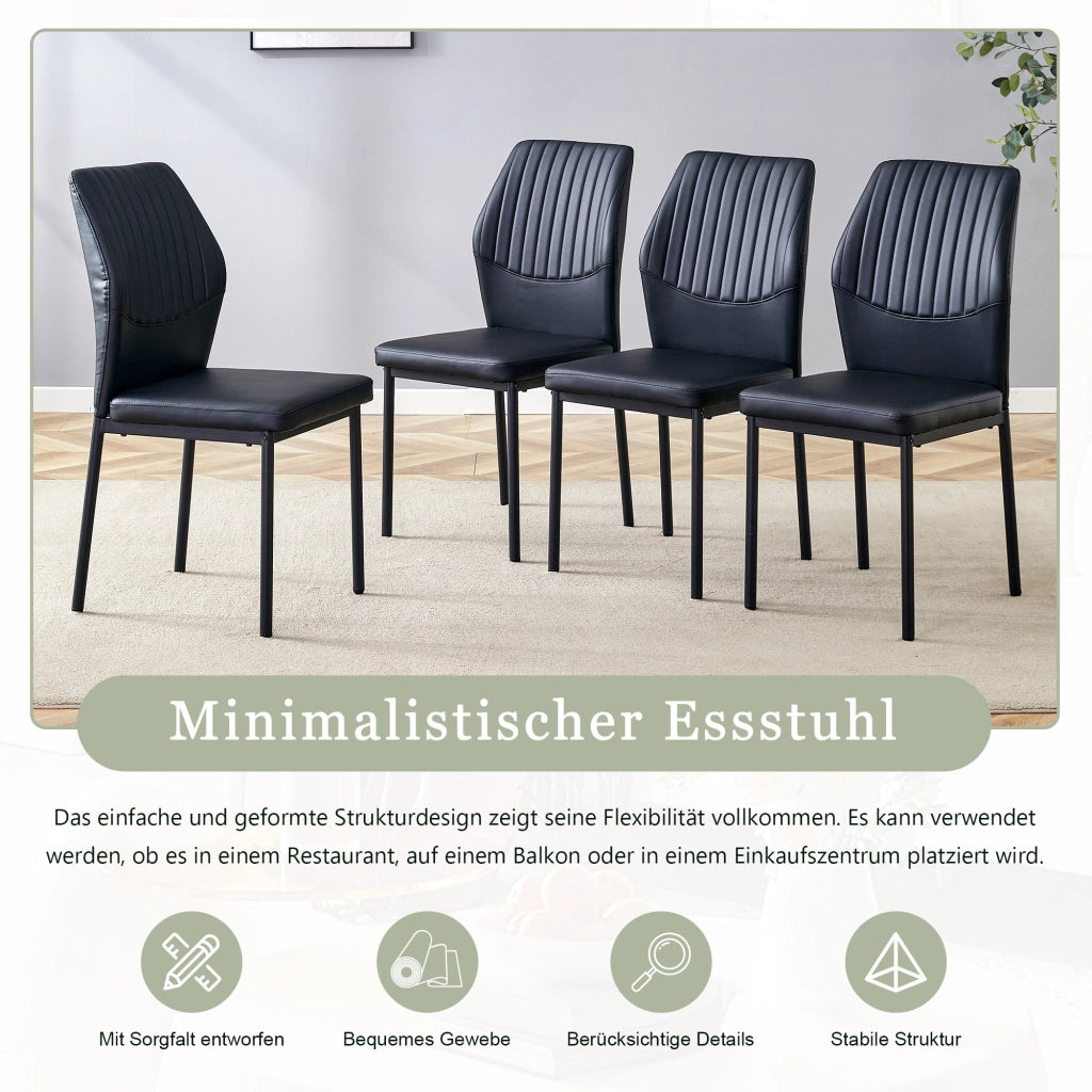 SEDIA da pranzo Set da 4 pezzi 93 cm Nero PU e metallo