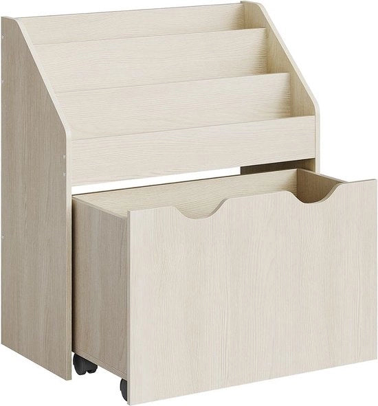 Pannello di gioco con 3 pannelli su ruote - Beige - MDF - Scatola di legno - 29,5 cm x 62,5 cm x 70 cm - Organizzatore mobile - Soluzione di archiviazione per bambini