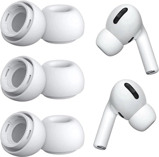 Orecchini assorbenti premium in silicone (M) per AirPods Pro - riduzione del rumore - contenitore - bianco - 3 paia