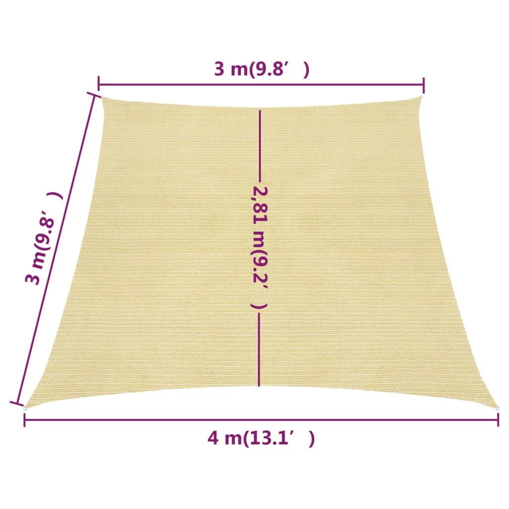 Vela ombreggiante/ombrellone 160 g/m² HDPE 3/4 x 3 m beige 02_0008966