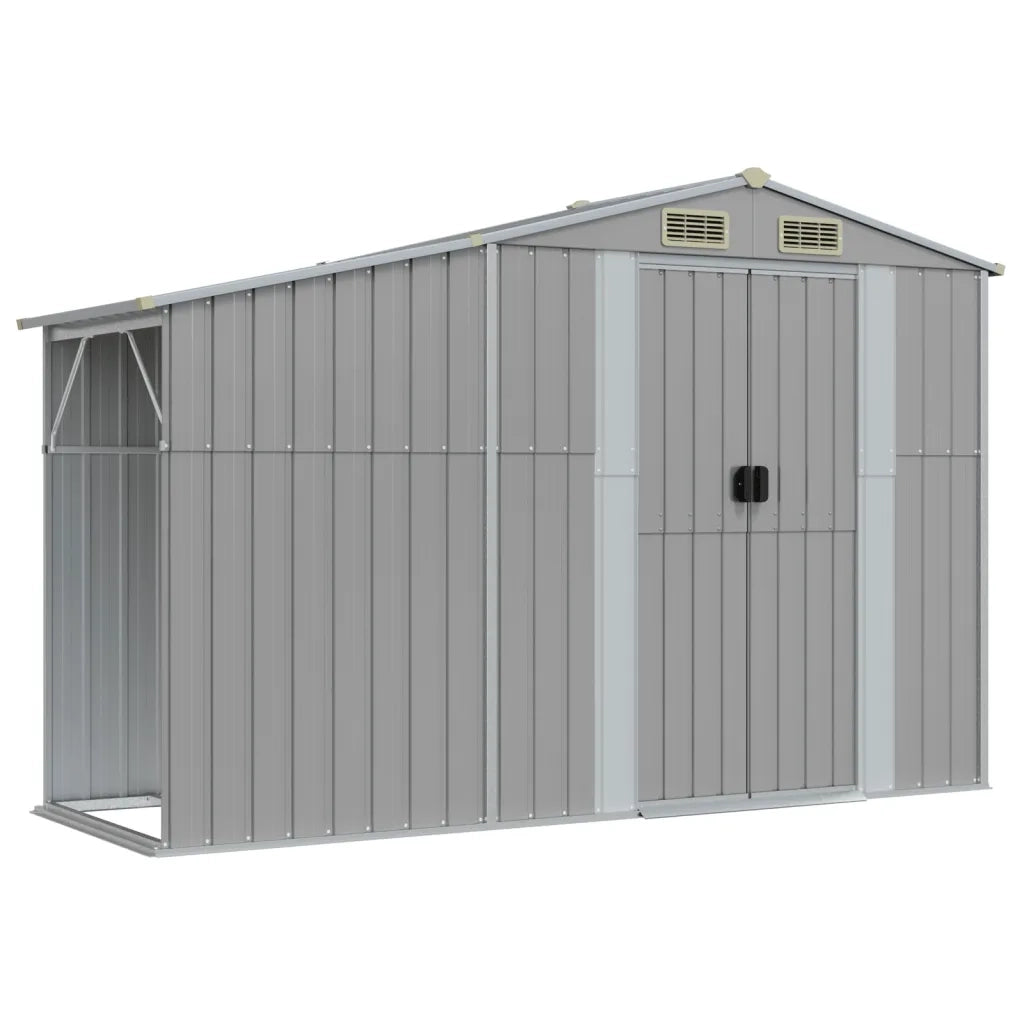 Capanno da Giardino Grigio 277x93x179 cm in Acciaio Zincato 364516