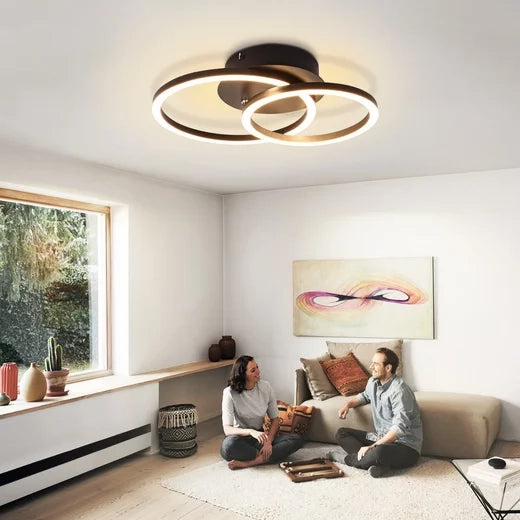 ZMH Lampada da soffitto plafoniera LED 2 anelli rotonda 24W 3000K moderna per soggiorno corridoio hotel