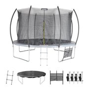 Trampolino 370cm con rete interna e pacchetto accessori, grigio