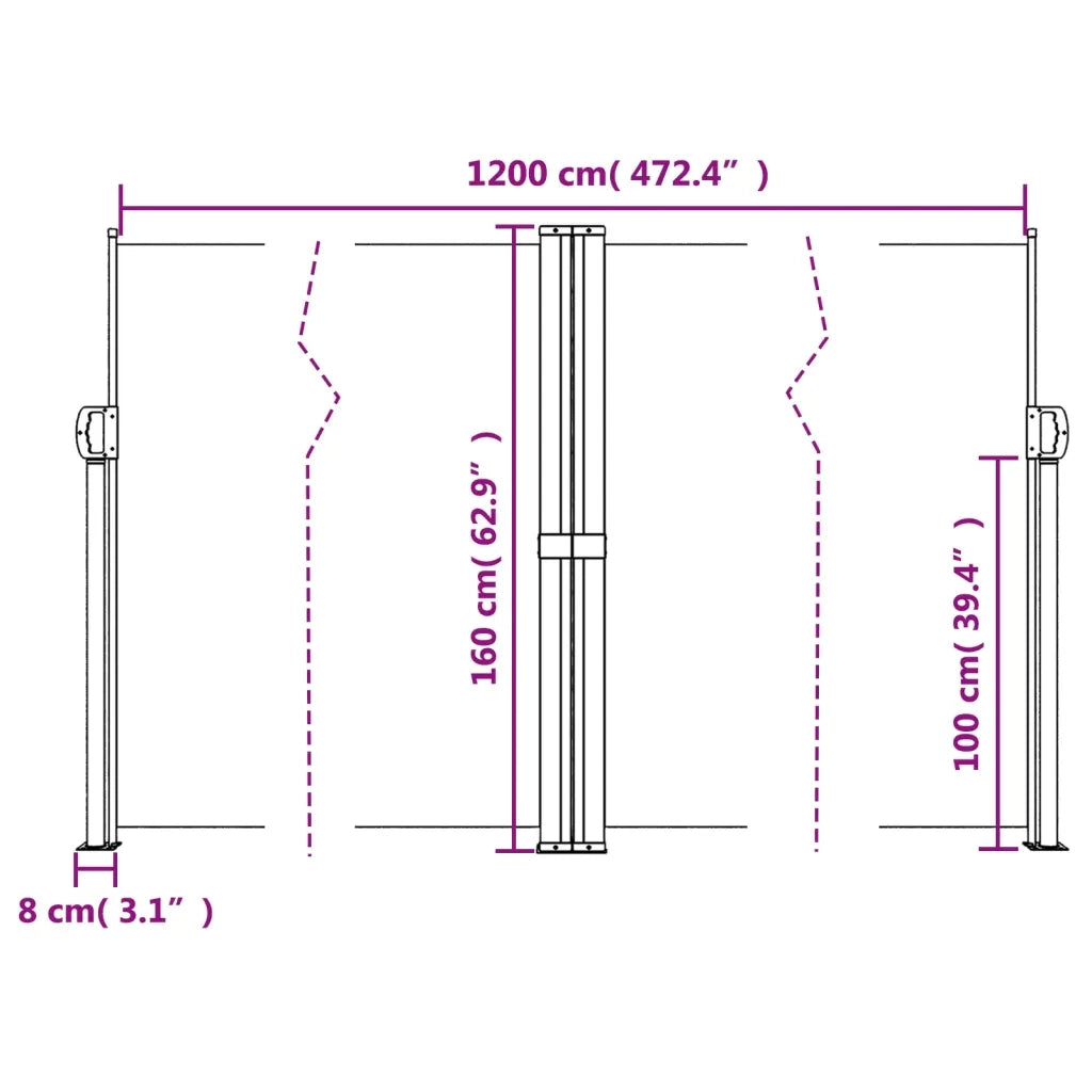 Tenda da Sole | Tenda parasole Laterale Retrattile Antracite 160x1200 cm