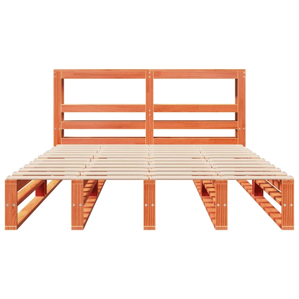 Giroletto con Testiera Marrone Cera 120x190 cm Massello Pino 3306518