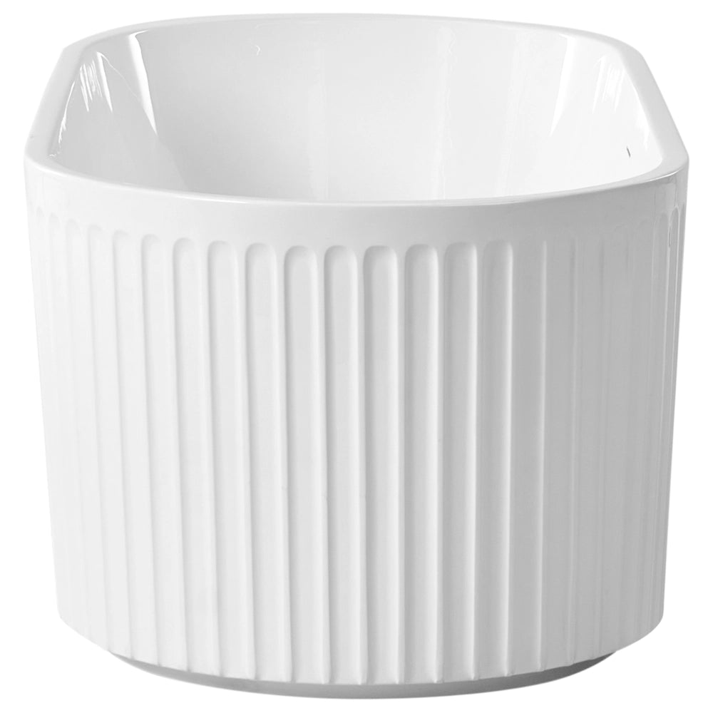Vasca da bagno ovale moderna indipendente 170 x 80 cm Acrilico Finitura scanalata Bagno Bianco opaco