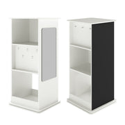 Libreria girevole 47 x 47 x 104,5 cm con lavagna e specchio ergonomico in MDF bianco 20_0017190
