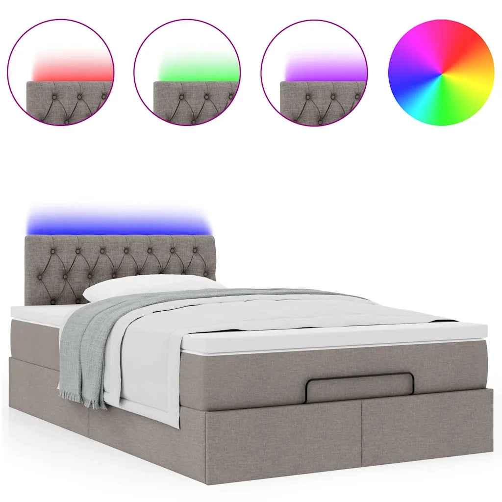 Struttura Letto Pouf con Materasso Tortora 120x200cm in Tessuto 3312385