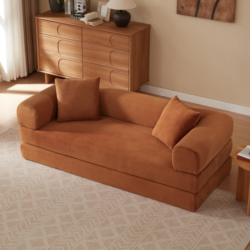 DIVANO LETTO Modulare in velluto Terracotta