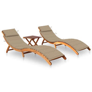 Sdraio 2 pz con Tavolo e Cuscini in Legno Massello di Acacia cod mxl 68193