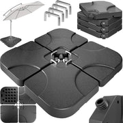 ® Pesi Base Ombrellone 4 Pezzi 80kg 60L Riempibili con Acqua Sabbia Ombrelloni a Braccio Base a Croce Resistente alle Intemperie Connettori Metallici