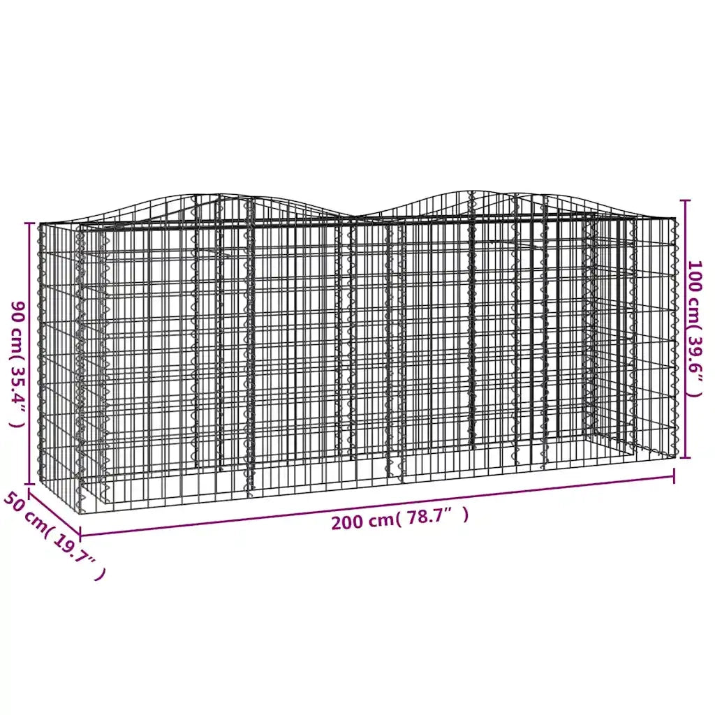 Gabbione ad Arco con Fioriere | Cassetta per fiori | Letto Rialzato 200x50x100 cm Ferro Zincato