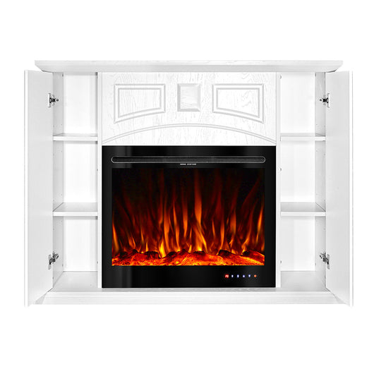Camino Elettrico da Pavimento 105x135x32 cm Effetto Fiamma 1500W Toulouse & Colorado Bianco