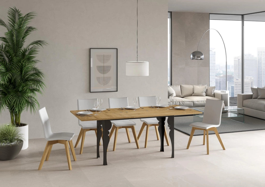 Tavolo apribile 120/200x45/90 cm Paxor Double Quercia Natura telaio Antracite