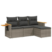 Set Divani da Giardino 4 pz | Set Salotto da Giardino con Cuscini in Polyrattan Grigio