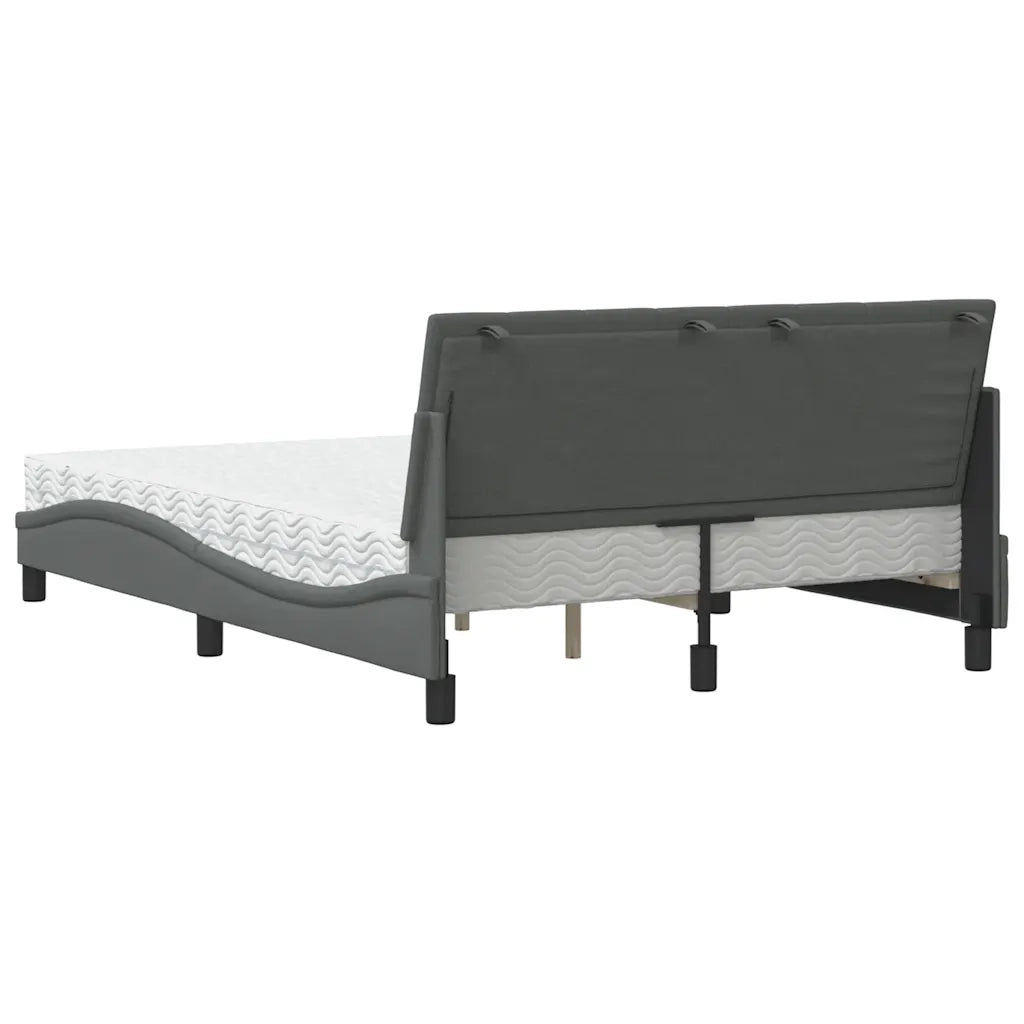 Letto con Materasso Hanko Grigio Scuro 140x190 cm Tessuto